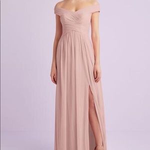 Crisscross Off-the-Shoulder Mesh Bridesmaid Dress